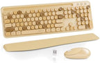 UBOTIE Wireless Keyboard and Mouse Combo, Phone Holder (Milk-Tea) by UBOTIE