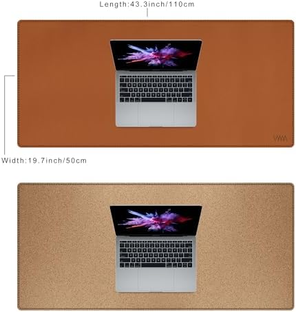 Vyaaa Cork & Leather Desk Pad, 43" x 20" Dual Sided Large Desk Mat, Large Mouse Pad on Top of Desks for Computer, Gaming, Home or Office (Brown) - Image 2
