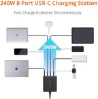 Upgraded 240W 8 Ports GaN Charger, USB Charging Hub, Multi USB C Charger Station, USB-C Charging Hub for MacBook Pro/Air/iPad Pro/iPhone/Samsung Galaxy Note - Image 2