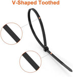 Zip Ties Assorted Size,8+12+14 Inch V-Shaped Toothed Double Sided Toothed,100 LBS Tensile Strength Heavy Duty Cable Wire Ties More Durable Nylon Tie Wraps for Indoor Outdoor（1000 Pack） - Image 3