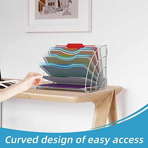 SUPEASY Fan Shaped Desk File Organizer, Paper File Holder for Desk, White - Image 6