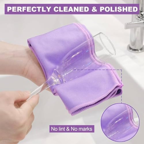 ΝοɾԝехMicrofiber Window Cleaning Cloths, Glass Cleaning Cloth for Streak-Free Windows, Mirrors, Windshield, Car & Household Cleaning - Reusable & Washable Micro Fiber Towel (Purple 4 Pack) - Image 2