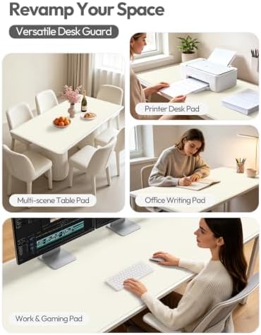 YSAGi Leather Desk Protector, Office Mat, Large Mouse Mat, Non-Slip PU Leather Blotter, Laptop Desk Mat, Waterproof Writing Pad for Office and Home(Cream, 63" x 24") - Image 7