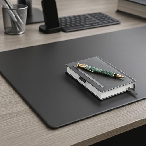 Dacasso Classic Black Leather 30" x 19" Desk Mat Without Rails - Image 5