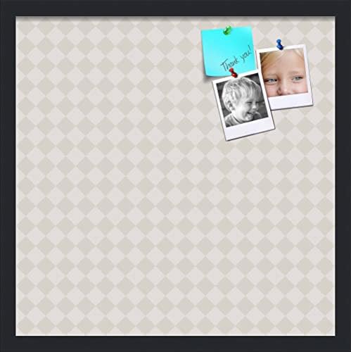 PinPix 20x20 inch Cork Bulletin Board. This Decorative Framed Pin Board Comes with Diamond Pattern in Shades of Grey Design and Satin Black. Ideal for Home, Office Decor or School (PinPix-373) by PinPixBulletinBoards
