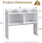 Nromant Desktop Bookshelf, Wooden Desk Storage Hutch with 5 Shelves, 3-Tier Desktop Display Organizer Rack for Office Home (White, 5 Shelves B) - Image 3