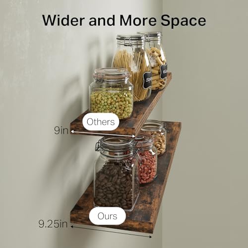 BAYKA Rustic Brown Floating Shelves 35.4in, Set of 2, Wall Mount Wood Shelf - Image 6