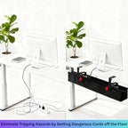 Under Desk Cable Management Tray, 36" Large No Drill Cord Organizer with Easy to Clean Oxford Fabric, Clamp On Power Stripe Holder for Home Office & Gaming Space to Hide Wires - Image 2