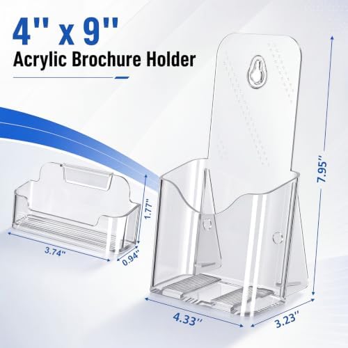 8 Sets Acrylic Brochure Holder with Business Card Wall Mount - Image 2