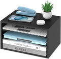 3-Tier Paper Organizer for Desk, Adjustable Mail Organizer, Black by SHARKWOODS