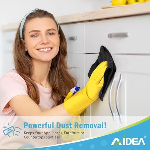 AIDEA Microfiber Cleaning Cloth-600PK, Soft Microfiber Towels for Cars, Absorbent Cleaning Rags, Lint-Free Streak-Free Wash Cloths for House, Kitchen, Window(12in.x12in), Black - Image 4