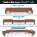 BONTEC Triple Monitor Stand Riser with Smartphone Holder, Walnut - Image 3