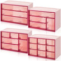 Briwooody 4 Pcs Mini Desktop Drawer Storage Box 3 4 6 9 Compartment, Pink by Briwooody