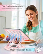 Upgraded Pink Swivel Laptop Stand - 360° Rotating Base & Foldable|Cute Cat Patterns for Healing Vibe|Fits MacBook & 13-15" Laptops|Ideal for Desk Work,Office,Travel,Home,Painting - Image 6