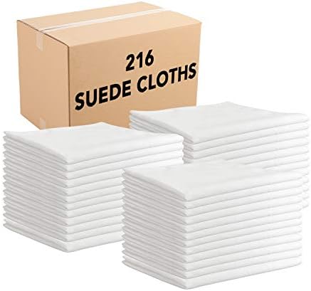 Arkwright Microfiber Suede Glass Cloths - (Case of 216) Absorbent Dish Drying Cloth, Bulk Cleaning Towel Set Perfect for Home, Kitchen, Gym, Cars, and Glass, 16 x 16 in, White by Arkwright