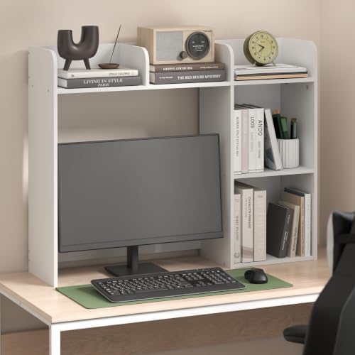 Classic Desk Shelf, 5-Shelf Desktop Hutch, Book Shelf, 3-Tier Desk Organzier, for Office Supplies, Office Desk Accessories, for Home Office, College, Dorm, White - Image 2
