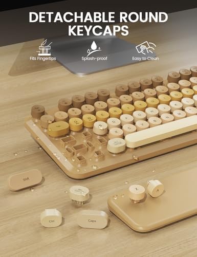 Wireless Keyboard and Mouse Combo, Cute Typewriter, Magnetic Wrist Rest - Image 6