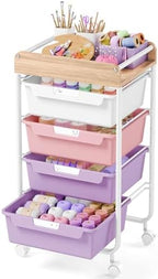 SYKIARIOL Rolling Craft Storage Cart with 4 Drawers,Kids Art Cart,Purple by SYKIARIOL