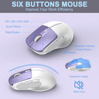 Rechargeable Silent Wireless Keyboard and Mouse Combo, Ergonomic Wrist Rest & Phone Tablet Holder, USB-C Adapter Included, 2.4G Lag-Free Cordless Set for Windows Mac Laptop PC Home Office (Purple) - Image 7