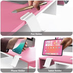Simple Houseware Desk Dual Monitor Stand Riser with Drawer, Pink - Image 4