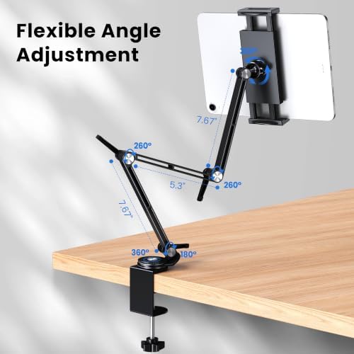 CreaDream Tablet Stand Holder, Aluminum Extendable iPad Arm Mount for Desk - Image 2