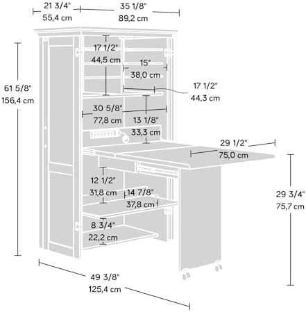 Sauder Miscellaneous Storage Craft & Sewing Armoire, L: 35.11" x W: 21.81" x H: 61.58", Glacier White finish - Image 3