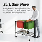 Finnhomy Premium 1-Tier Metal Rolling File Cart for Letter Size and Legal Size Folder, Black - Image 2