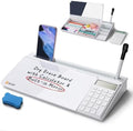 SELEAD Desktop Glass Whiteboard with Calculator & Built-in Mirror, White by SELEAD