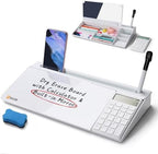 SELEAD Desktop Glass Whiteboard with Calculator & Built-in Mirror, White by SELEAD