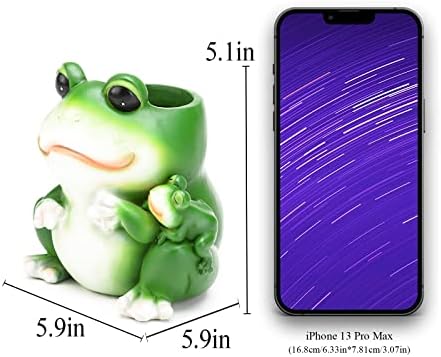 Resin Mother Baby Frog Figurine, Desktop Organizer Pen Holder - Image 2