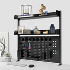 2-Tier Clamp on Desk Organizer Shelf with Pegboard Desktop Storage - Image 2