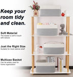 4 Pack Storage Baskets for Organizing, Woven Baskets for Shelves - Perfect for Toys, Books, Towels, and Clothes, Durable Gift Basket Bins Toy Storage, 15.7''Lx11.8''Wx7.8''H, Grey and White - Image 3