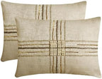 The HomeCentric Decorative Lumbar Pillow Cover Gold, 12"x24" (30x60 cm) Jacquard Zardozi, Textured, Beaded, Hand Embrodiery Oblong Cushion Cover, Striped Modern Style - Zarae - Image 6