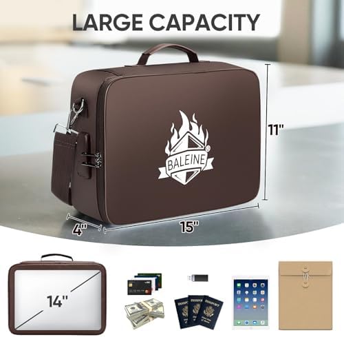 BALEINE Fireproof Document Box with Lock, Waterproof Fire Safe File Bag - Image 3
