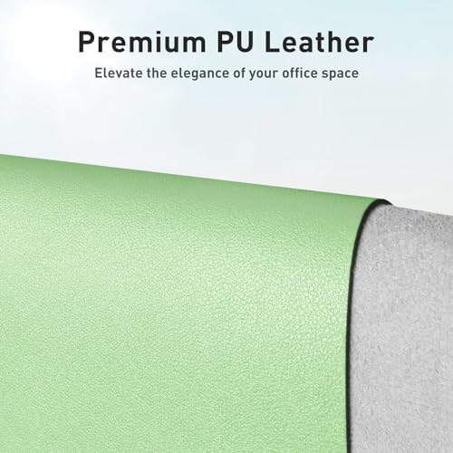 Aothia Faux Leather Desk Mat - Non-Slip PU Leather Desk Blotter, Waterproof Writing Surface, Large Desk Pad for Office & Home (Foam Green, 55" x 24") - Image 2