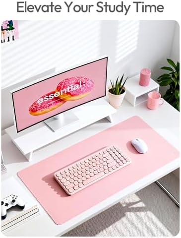 YSAGi Leather Desk Protector, Office Mat, Large Mouse Mat, Non-Slip PU Leather Blotter, Laptop Pad, Waterproof Writing Pad for Office and Home (Light Pink, 47.2" x 23.6") - Image 6