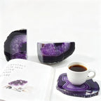 Purple Agate Bookends Set of 2, Heavy Duty Geode Stone Book Ends for Office and Bookshelf, Includes Anti-Slip Rubber Bumpers, Unique Decorative Gift for Home, 3-4 lbs - Image 4