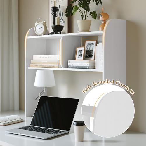 37" Wooden 3-Tier Desktop Bookshelf, White - Image 4
