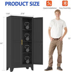 GAIOUS 61''Tall Metal Garage Storage Cabinet,File Cabinet with Door and Adjustable Shelves, Outdoor Steel Tool Cabinet for Home,Office,Warehouse,Garage,Black - Image 2