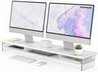 Fenge 42.5" Dual Monitor Stand with Clear Acrylic Legs, White by Fenge