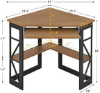 VECELO Corner Computer Desk 41 x 30 inches with Smooth Keyboard & Storage Shelves for Home Office Workstation, Teakwood Brown - Image 3
