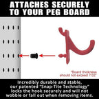 PegPro® J Hooks Kit for Standard “Wood Fiber” pegboard – Durable Plastic Pegboard Hooks - for Garage, Kitchen, Craft Room, and More (J Hook - 24 Pack, Red) - Image 3