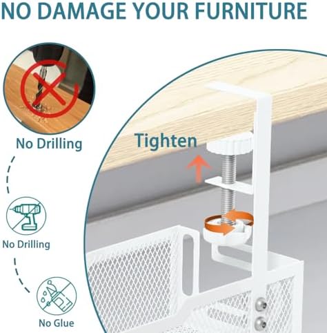 2Pack Under Desk Cable Management Tray, No Drill Mesh Desk Cable Tray - Image 5