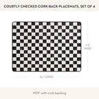 MACKENZIE-CHILDS Cork-Back Placemat Set, Black-and-White Courtly Check - Image 4