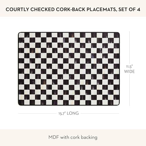 MACKENZIE-CHILDS Cork-Back Placemat Set, Black-and-White Courtly Check - Image 4