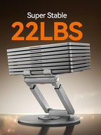 Telescopic Laptop Stand with 360° Rotation, Adjustable Height & Tilt Swivel Laptop Riser, Ergonomic Standing Desk Converter for 10-17" MacBook Pro/Air, Dell, HP – Supports up to 22lbs (Silver) - Image 5