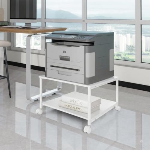 EMERIT Printer Stand,19.5''x19.5''x12.8'' 2 Tier Large Printer Laser Table Heavy Duty Rolling Printer Cart with Wheels for Home Office -100 LBS Each Tier - Image 6