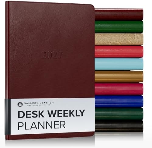 Gallery Leather Desk Weekly Planner 2026-2027 Tremont Garnet by GalleryLeather