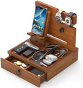Wood Phone Docking Station, Nightstand Organizer with Drawer by Zaldia