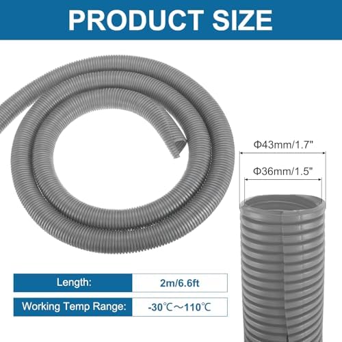 MECCANIXITY 1 1/2" 6.6ft Split Wire Loom Tubing w/Installation Tool Gray - Image 2